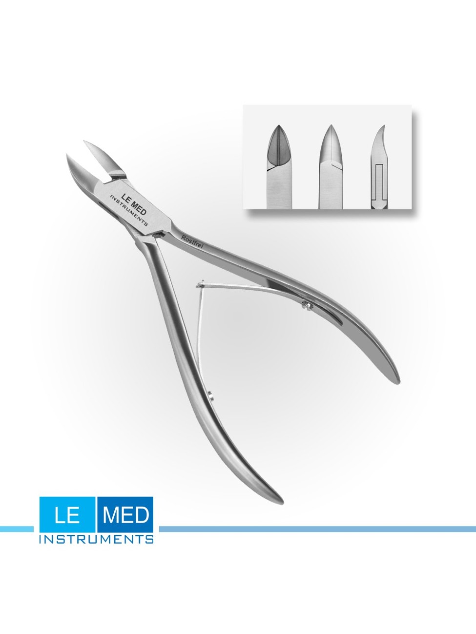 Кусачки для вросших ногтей с изогнутыми лезвиями LE MED L-6088 15 см – профессиональные инструменты